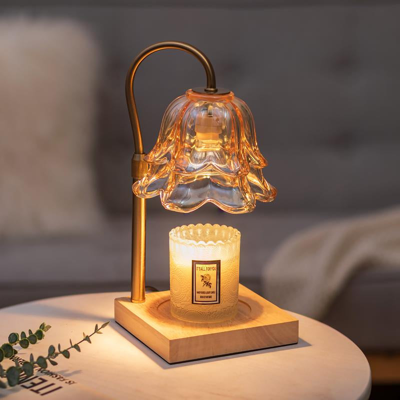 Flower Candle Warmer Lamp with Timer & Dimmer, 2 Bulbs Height Adjustable, Fall Home Front Porch Decor, Thanksgiving Home Decoration, Gift for Christmas Halloween Birthday，Merry Christmas，