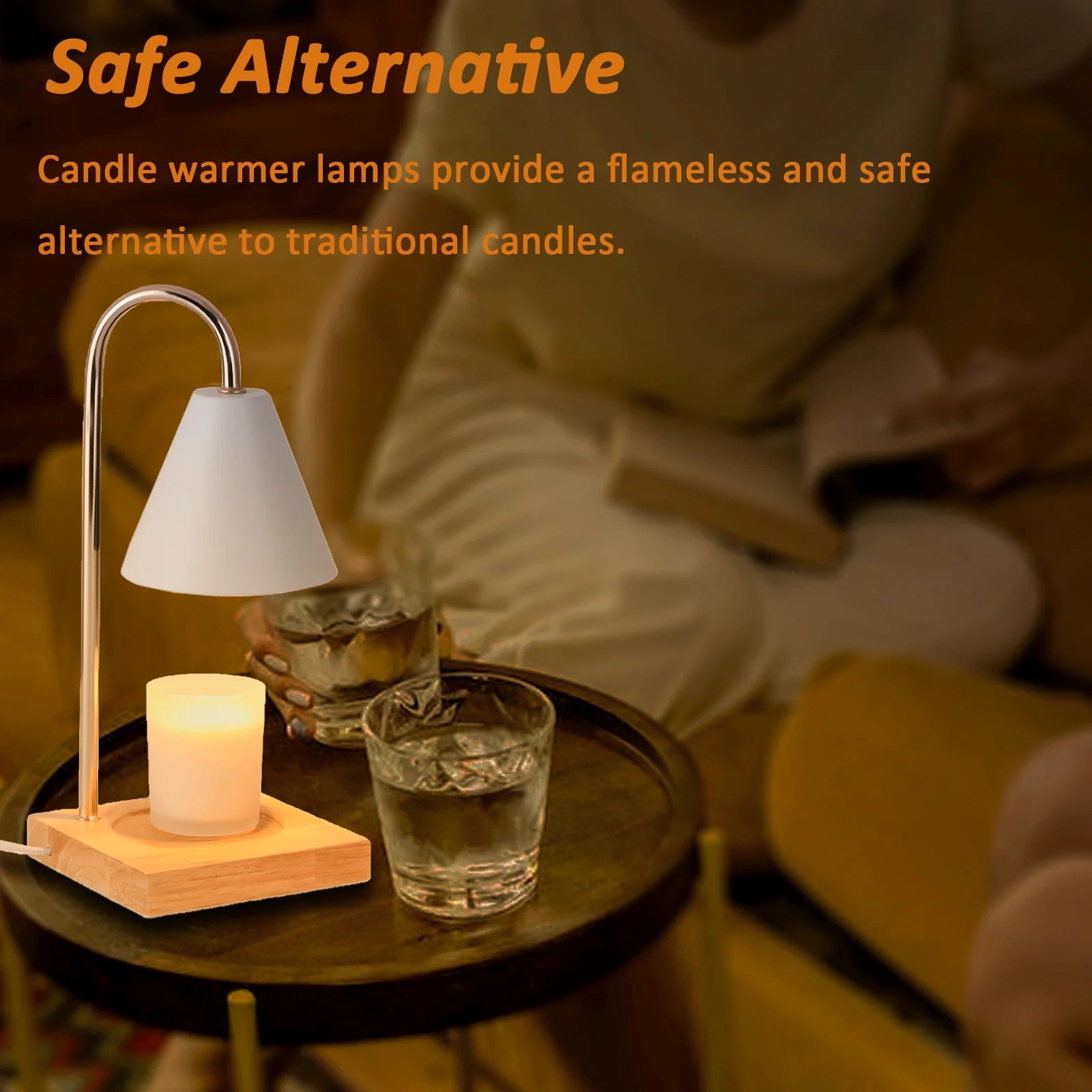 Adjustable Timer Fragrance Candle Warmer Lamp, Electric Dimmable Wax Melt Warmer, White