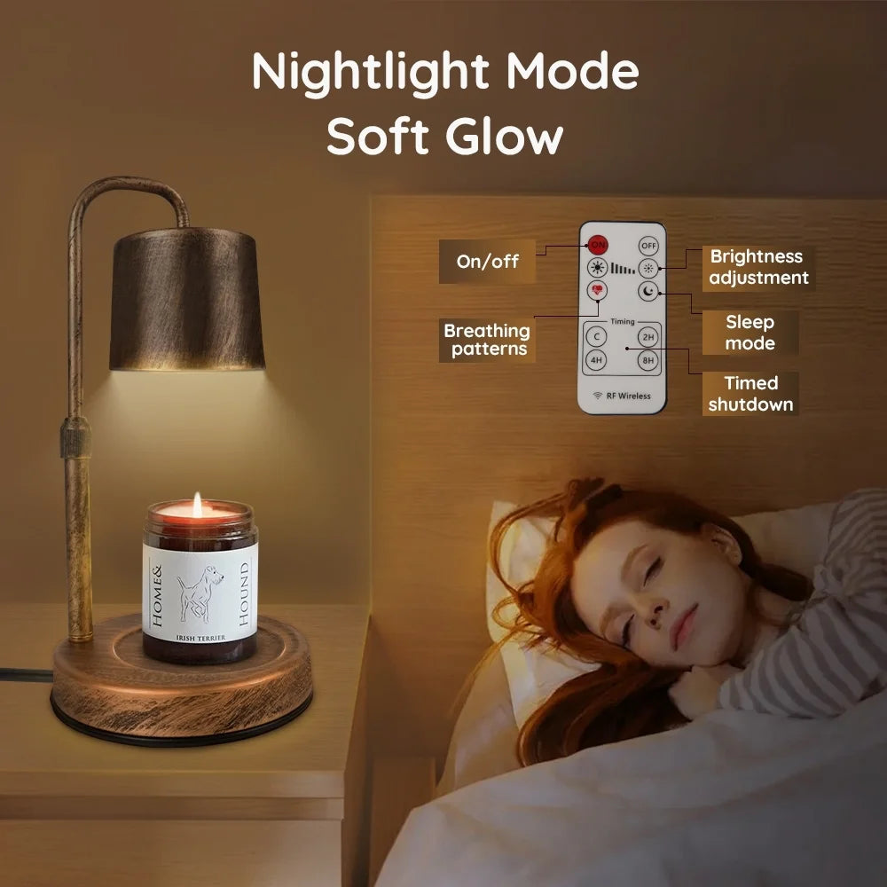 Vintage Metal Candle Warmer Lamp, with Dimmer and Timer & 2 Bulbs, Gifts for Bedroom Living Room