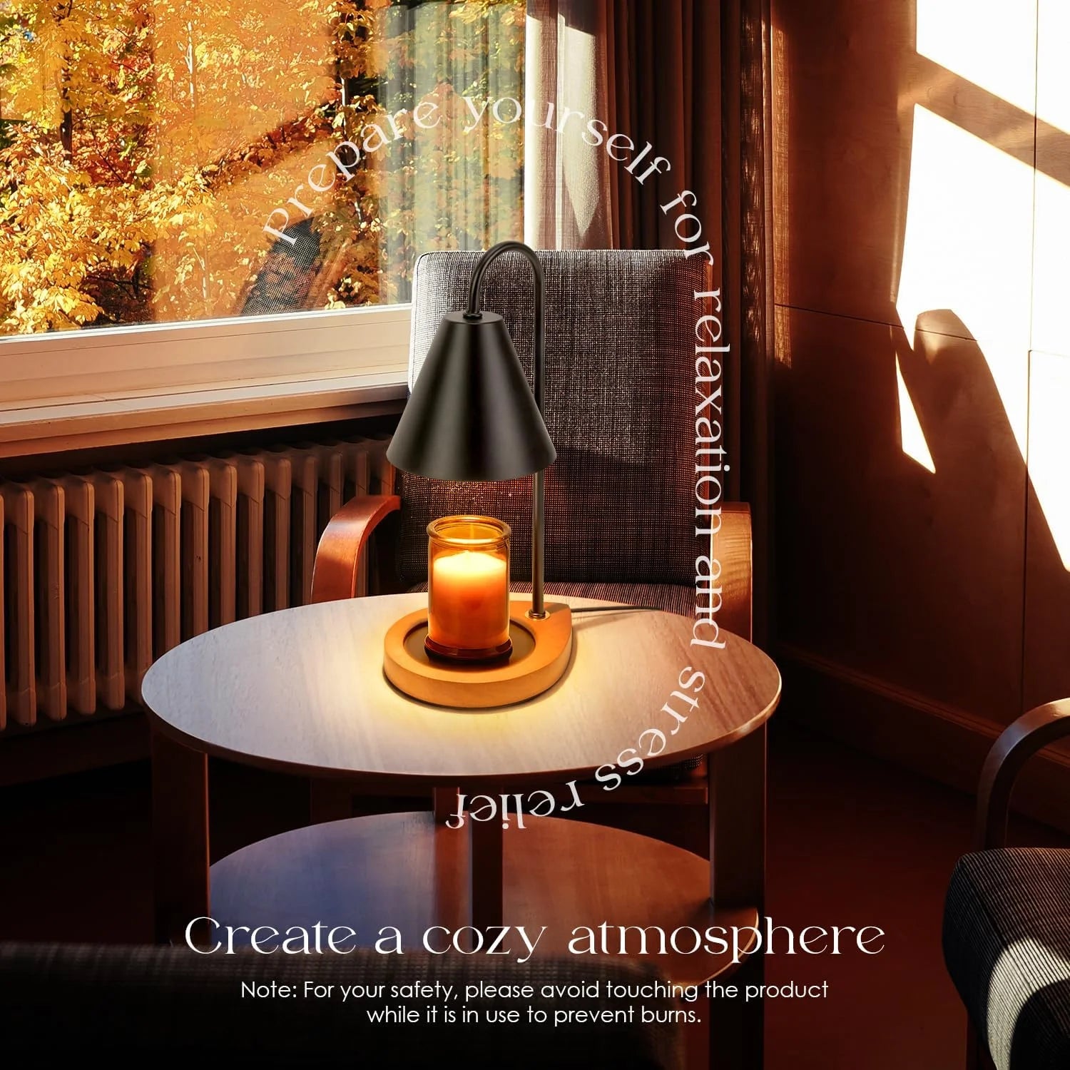 Candle Warmer Lamp - Dimmable Candle Lamp Electric with 2 Bulbs, Scented Wax Melter Warming Lamps No Smoke, Compatible with Various Candle Jars, Home Decor Gifts, Walnut Vintage Bedside Lamp