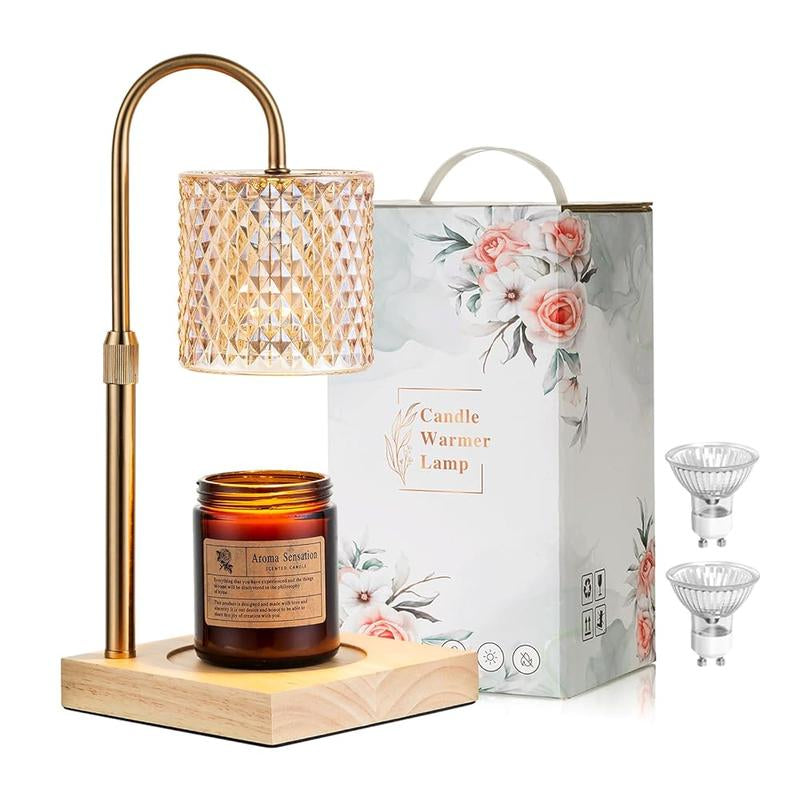 Flower Candle Warmer Lamp with Timer & Dimmer, 2 Bulbs Height Adjustable, Fall Home Front Porch Decor, Thanksgiving Home Decoration, Gift for Christmas Halloween Birthday，Merry Christmas，