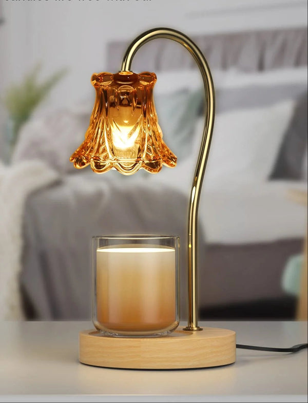 Candle Warmer Lamp, Dimmable Lantern with Timer, Wax Melt for Scented Candles, Compatible with Small & Large Jar, with 2 Light Bulbs