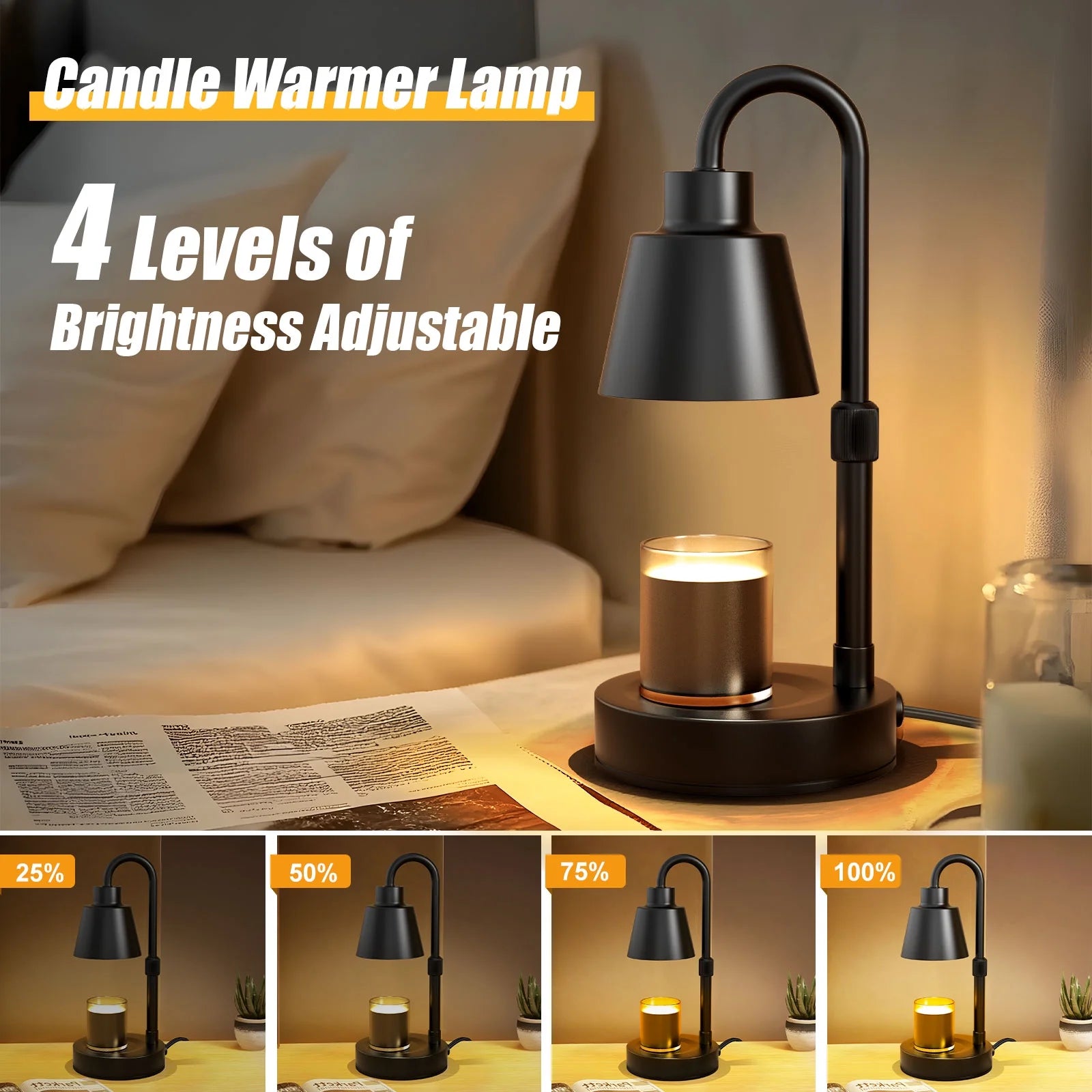 Candle Warmer Lamp with Timer and Dimmer - Electric Candle Lamp Warmer with 2 Bulbs for Jar Candles - Present for Mom Mother'S Day Christmas Home Decor