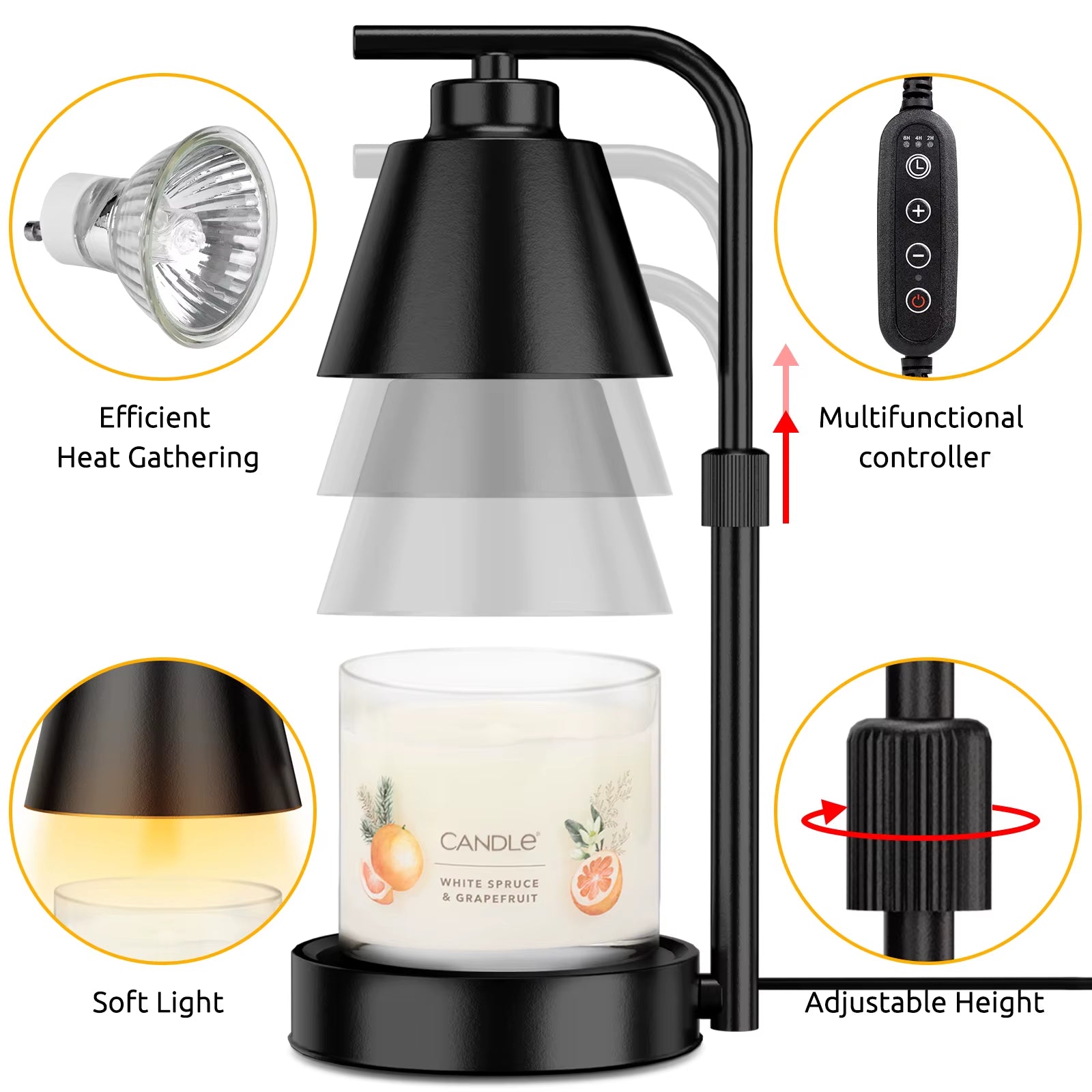 Candle Warmer Lamp with Timer- Dimmable Electric Wax Melt Warmer, Lamp Candle Warmer 110V US Plug