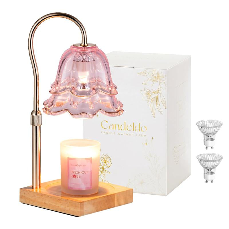 Flower Candle Warmer Lamp with Timer & Dimmer, 2 Bulbs Height Adjustable, Fall Home Front Porch Decor, Thanksgiving Home Decoration, Gift for Christmas Halloween Birthday，Merry Christmas，