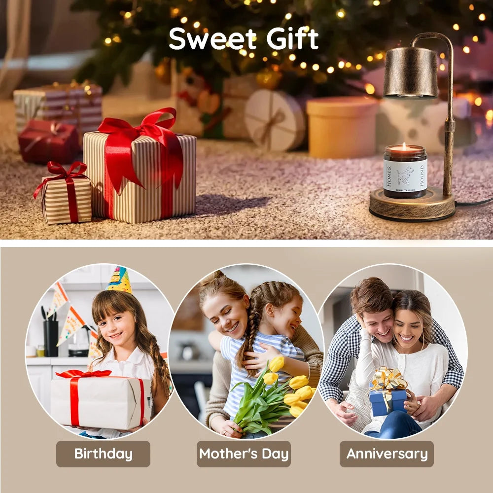 Vintage Metal Candle Warmer Lamp, with Dimmer and Timer & 2 Bulbs, Gifts for Bedroom Living Room