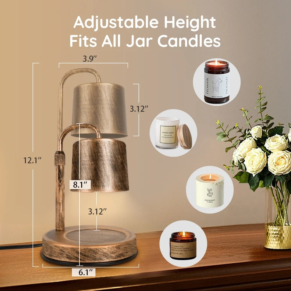 Vintage Metal Candle Warmer Lamp, with Dimmer and Timer & 2 Bulbs, Gifts for Bedroom Living Room