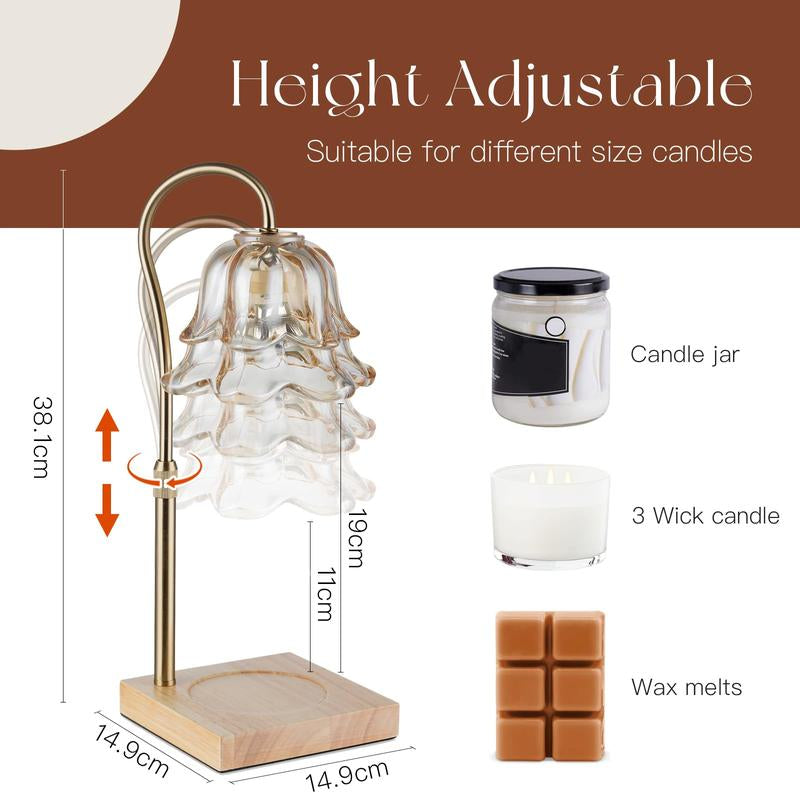 Flower Candle Warmer Lamp with Timer & Dimmer, 2 Bulbs Height Adjustable, Fall Home Front Porch Decor, Thanksgiving Home Decoration, Gift for Christmas Halloween Birthday，Merry Christmas，