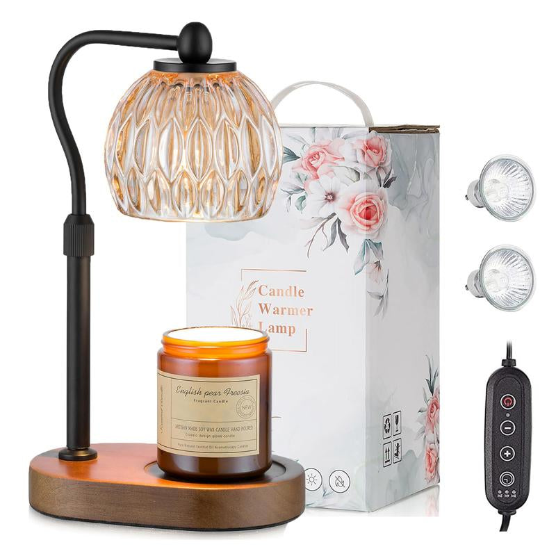 Flower Candle Warmer Lamp with Timer & Dimmer, 2 Bulbs Height Adjustable, Fall Home Front Porch Decor, Thanksgiving Home Decoration, Gift for Christmas Halloween Birthday，Merry Christmas，