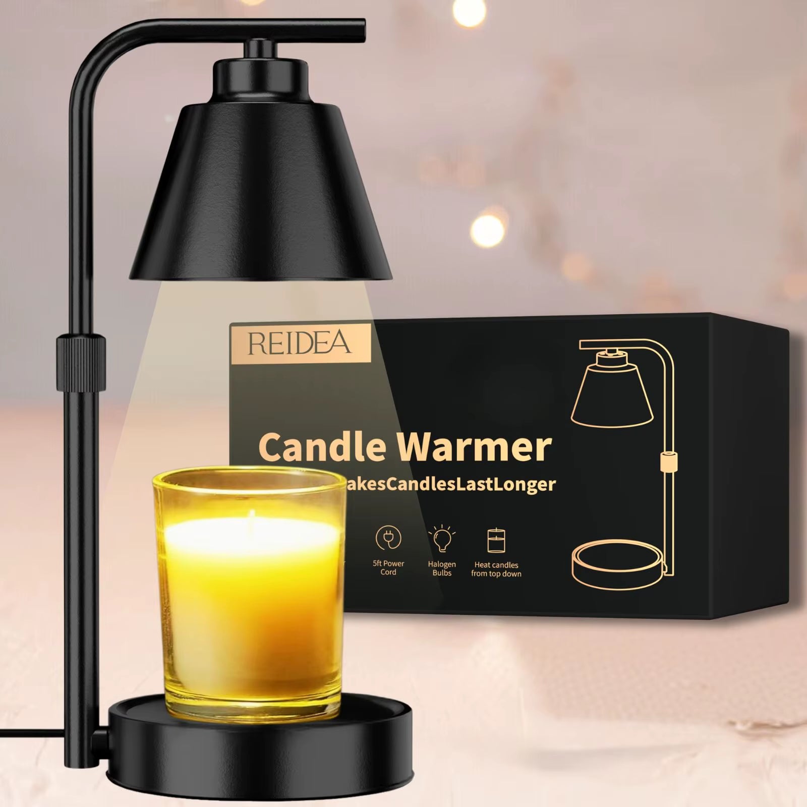 Candle Warmer Lamp with Timer- Dimmable Electric Wax Melt Warmer, Lamp Candle Warmer 110V US Plug