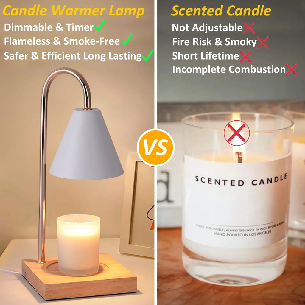 Adjustable Timer Fragrance Candle Warmer Lamp, Electric Dimmable Wax Melt Warmer, White